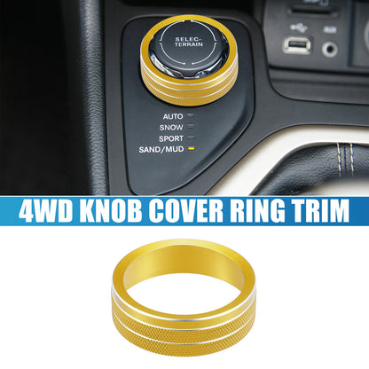 4WD Knob Cover Trim for Jeep Cherokee, Compass (2014-2021, 2017-2021) Gold Tone
