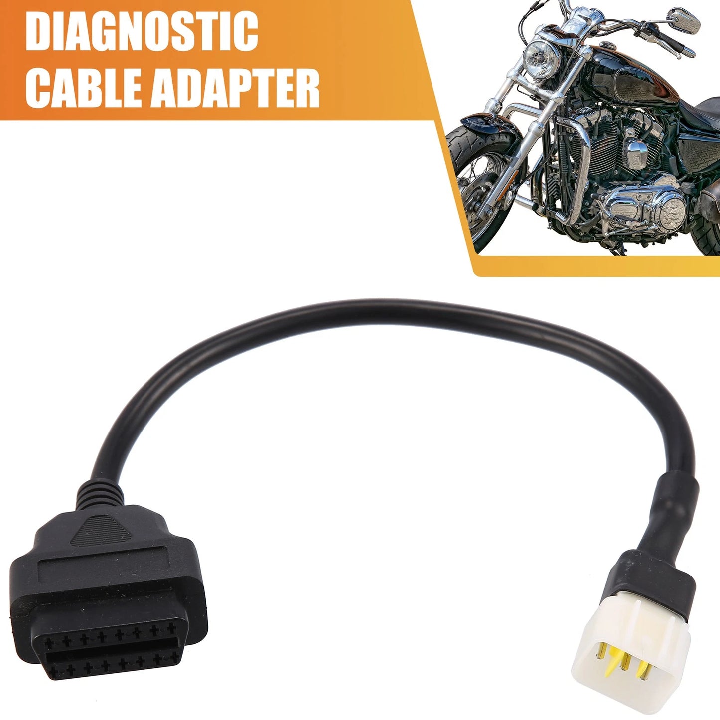 6 Pin to OBDII Cable / 36.6cm 1.2ft / OBDII Diagnostic Cable for Motorbike