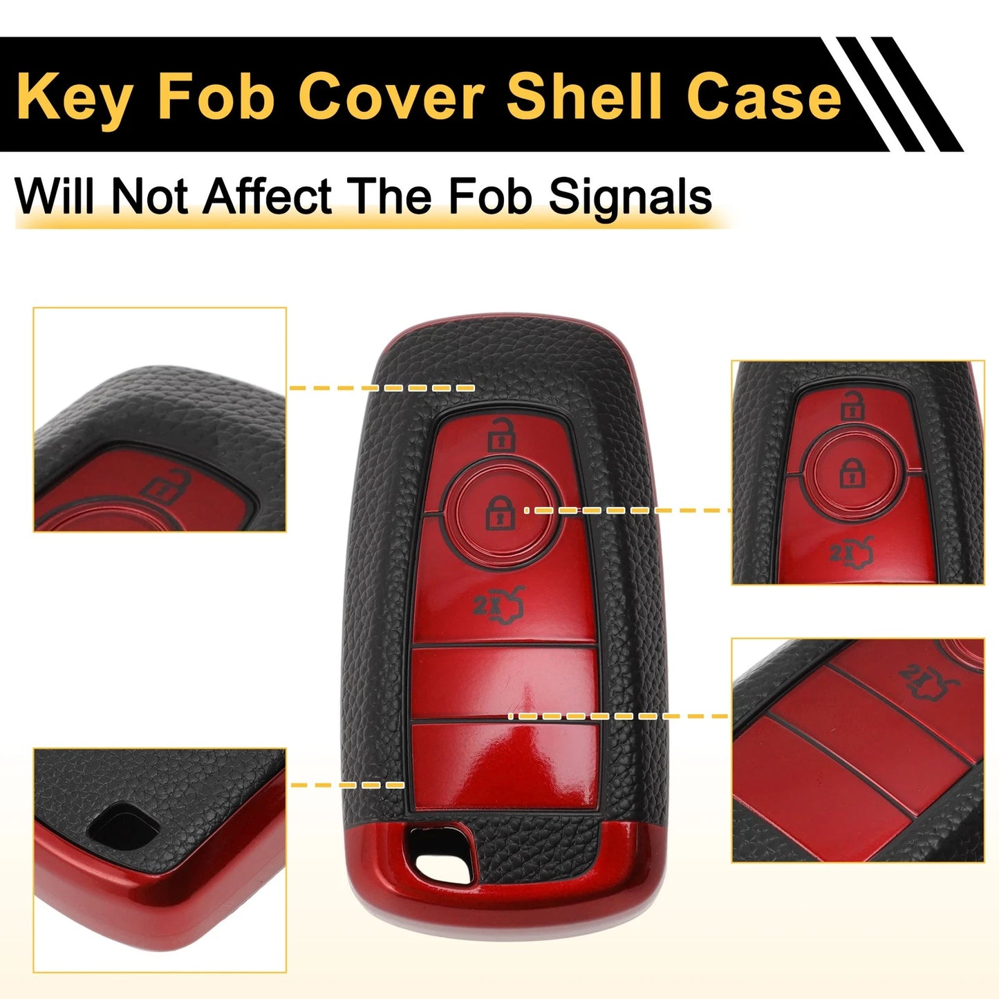 Red TPU Silicone Key Fob Cover for Ford Mondeo (2015-2022)