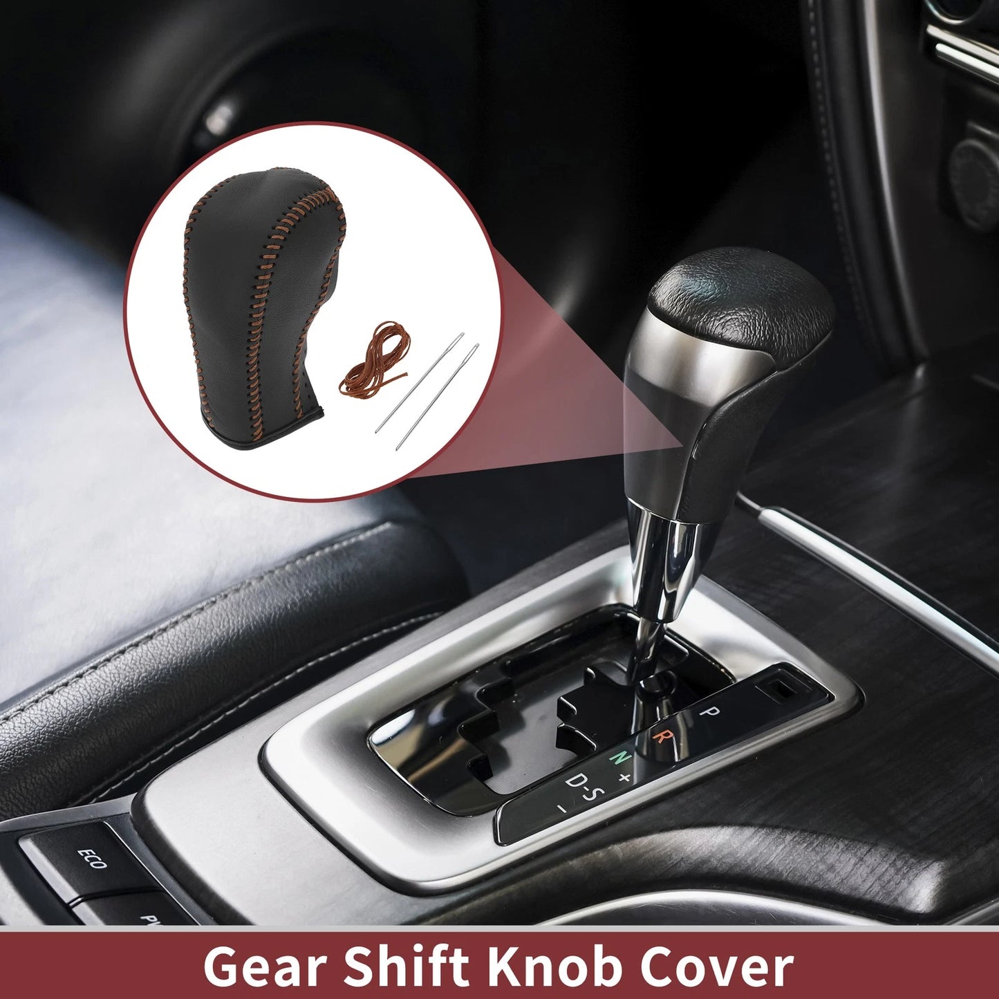 Gear Shift Knob Cover Faux Leather Black/Brown for Chevrolet Cruze (2011-2015)