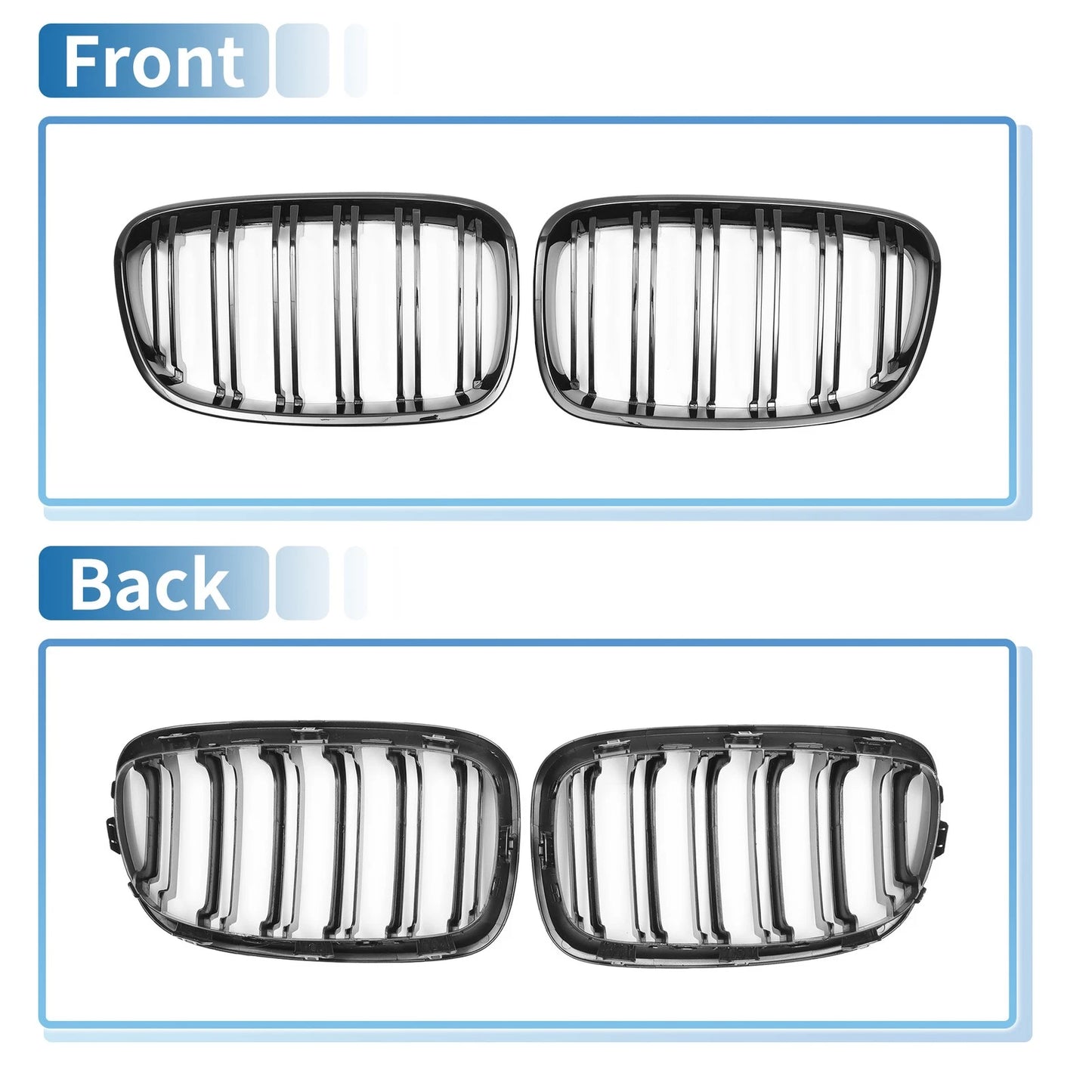 Pair Front Upper Bumper Grille for BMW 1 Series F20 (2011 - 2014) Double Slat