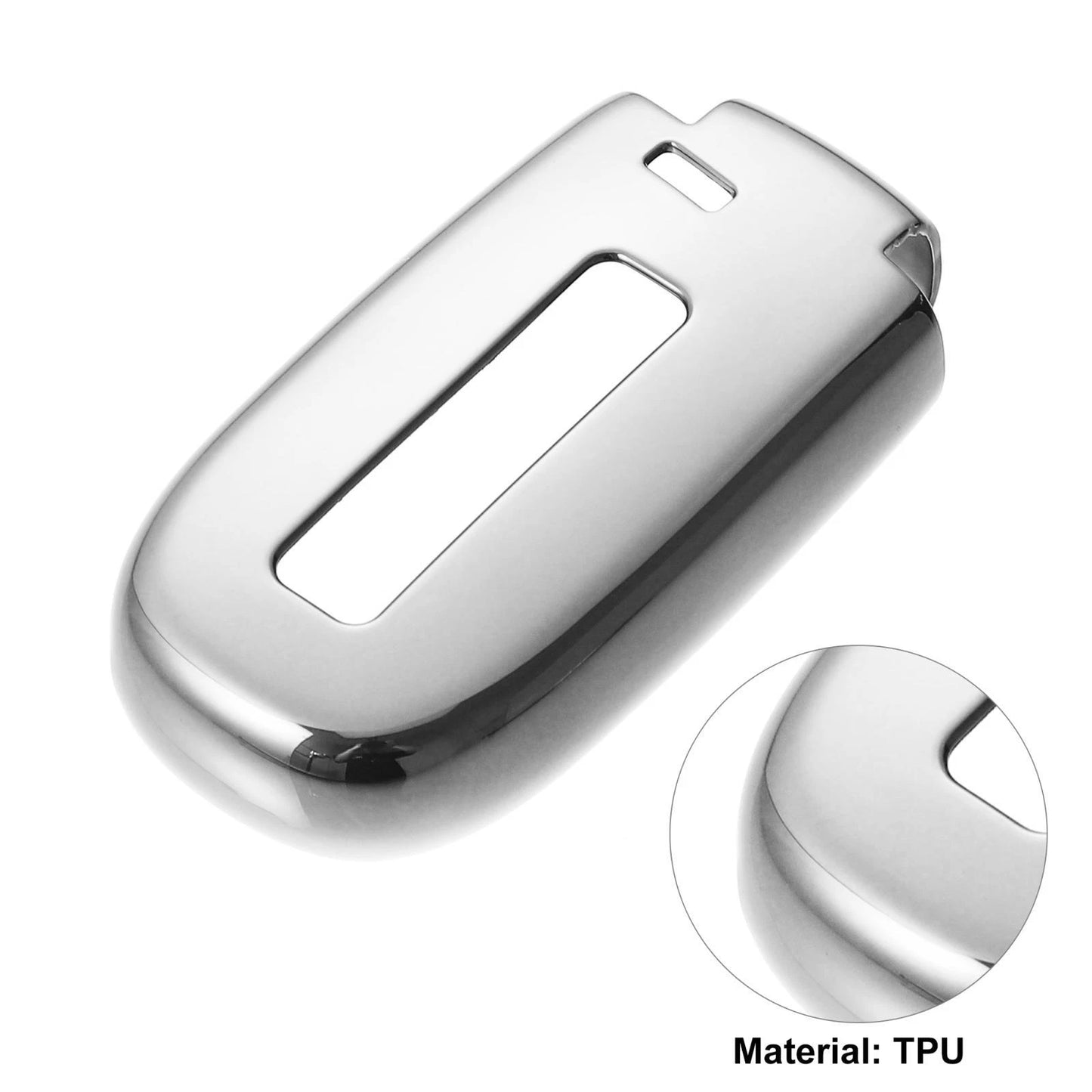TPU Key Fob Cover Case for Jeep Grand Cherokee (2014-2021) Silver Tone