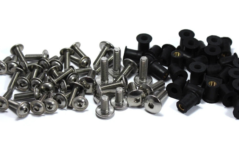 Clip Kit Stainless Fairing & Screen Bolts for Kawasaki ZZR600 ZX-6 (2005–2008)