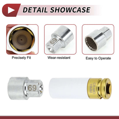 Wheel Lock Lug Nut 23 Teeth Anti-theft Key Socket for Porsche Cayenne