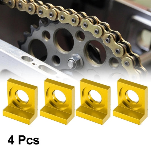 4pcs 15mm Chain Adjuster Block Tensioner for Motorcycle Gold Tone Metal