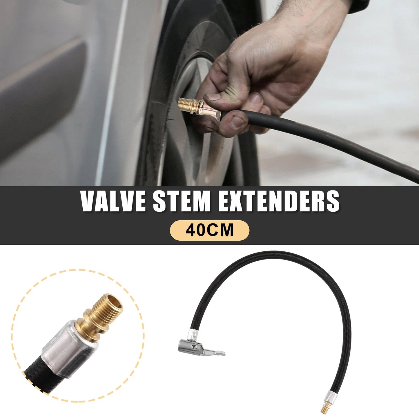 Valve Stem Extension Hose 40cm 16" for Motorcycle Bicycle