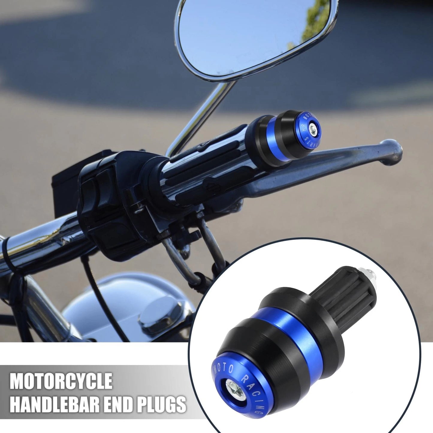 1 Pair Handlebar End Plugs 7/8" 22mm for Motorcycles Dirt Bikes Scooters