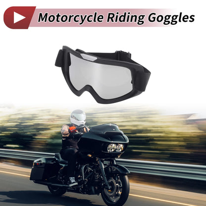 Motorcycle Riding Goggles Silver Tone Lens Black Frame for Cycling Sunglasses