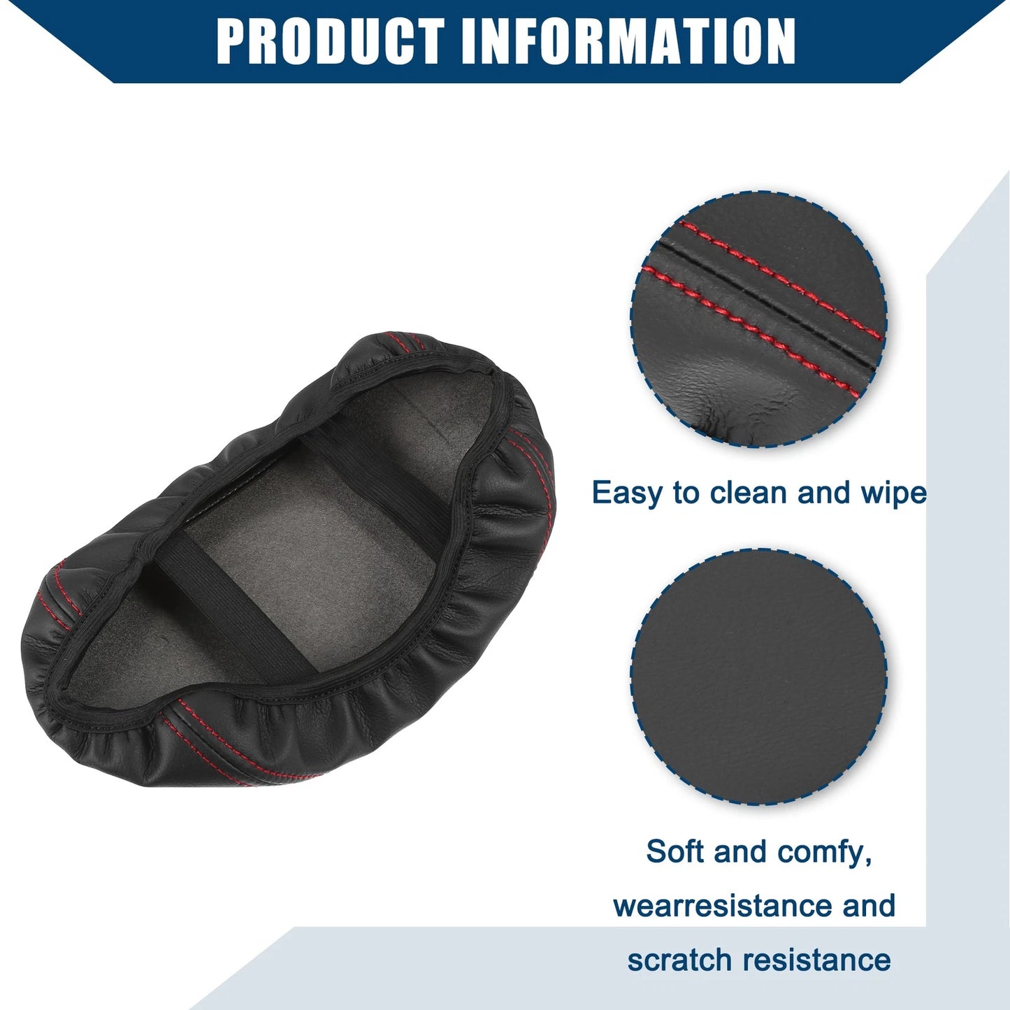 Center Console Armrest Cover for Peugeot 208 E-208 (2020-2022) Black Faux Leather