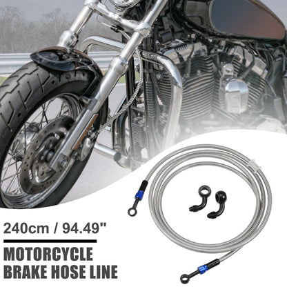 90 Degree Brake Hose 240cm Silver Tone for Motorcycle