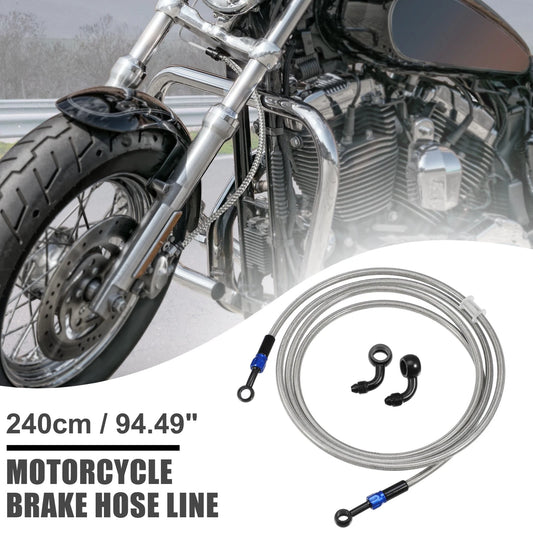 90 Degree Brake Hose 240cm Silver Tone for Motorcycle