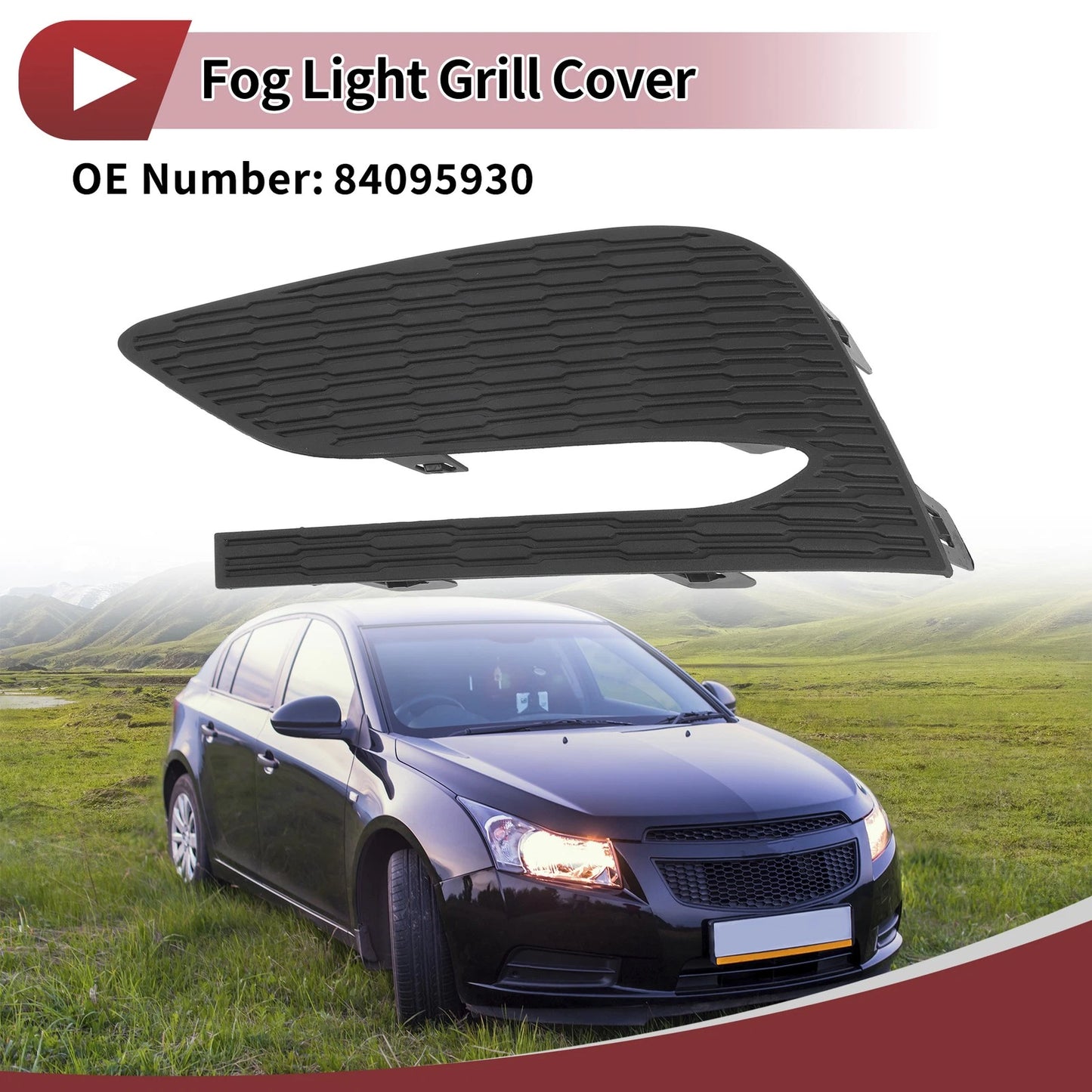 1 Pc Car Front Left Fog Light Grill for Chevy Cruze (2016-2018)
