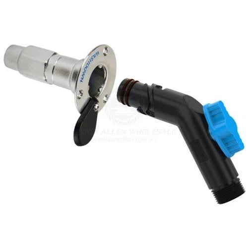 Deck Wash Outlet 130° Adaptor with Faucet for OMC/Bombardier Models
