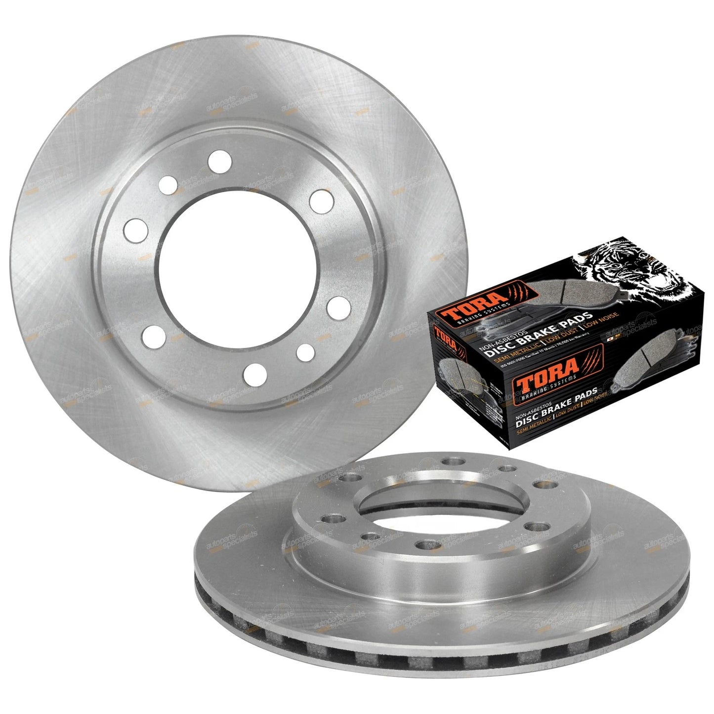 2 Front Disc Rotors + Pads for Landcruiser 8/80–1/90 4x4 40 60 70 Series (1980–1990)
