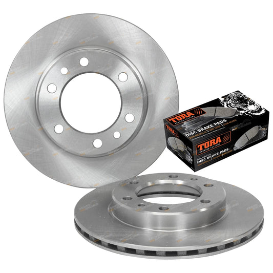 2 Front Disc Rotors + Pads for Landcruiser 8/80–1/90 4x4 40 60 70 Series (1980–1990)