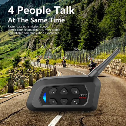 EJEAS V4 Plus Bluetooth Intercom Headset for Motorcycle - 1500M, 4 Riders