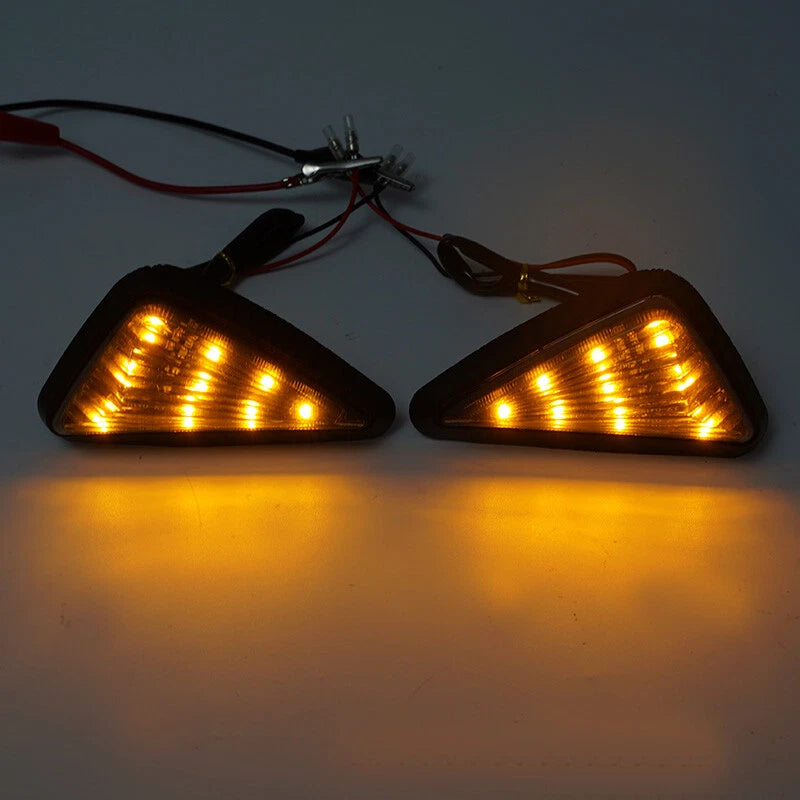 Triangle Flush Mount Turn Signal Light for Motorcycle - Smoke Amber LED (12v)