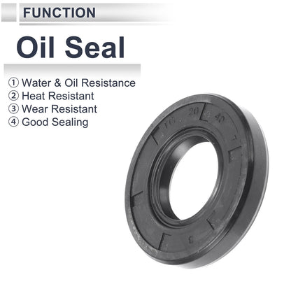 Oil Seal 20x40x7mm Nitrile Rubber Seal Ring Rotary Shaft Seal 5 Pcs