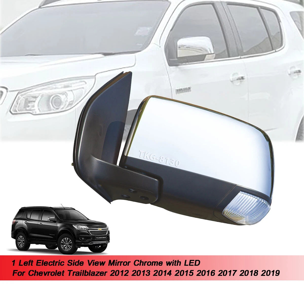 LH Electric Side Mirror Chrome for Chevrolet Trailblazer (2012-2019)