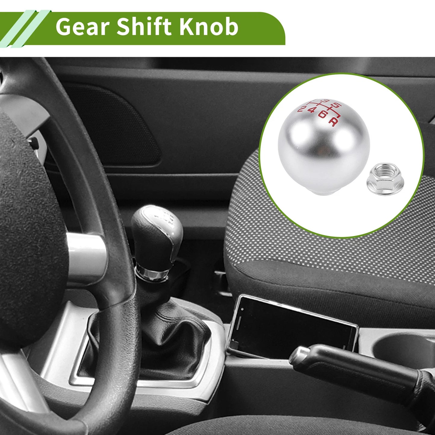 6 Speed Gear Shift Knob for Honda Accord (1990-1997) - Aluminum Silver Tone