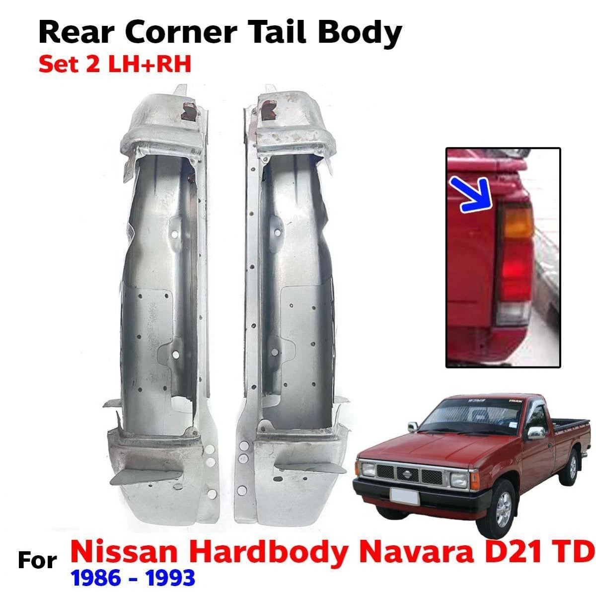 For Nissan Navara D21 TD Pickup Truck 1986-93 Rear Gate Tail Body Corner 2 PCS