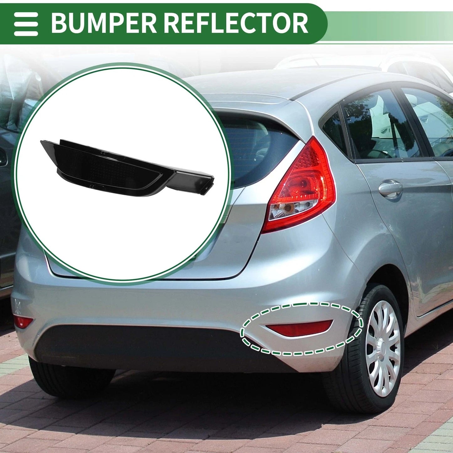 Bumper Reflector for Ford C-Max 2011-2018 Black 1 x Rear Right