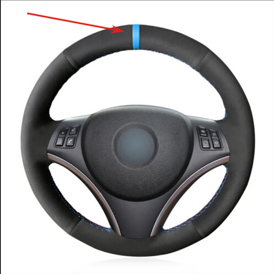 Suede Leather Steering Wheel Cover for BMW E90 E91 E92 E93 E84 (2006-2013)