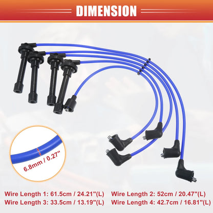 5 Pcs Spark Plug Wire Ignition Coil Cables for Honda Accord (1990-1994)