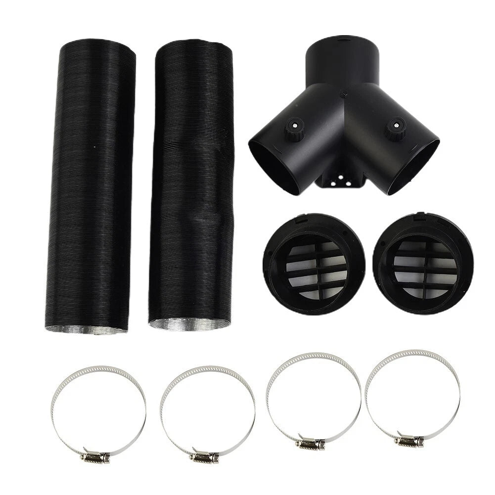 75mm Pipe Ducting Y Piece + Warm Air-Outlet Vent + Hose Clip for Diesel-Heater