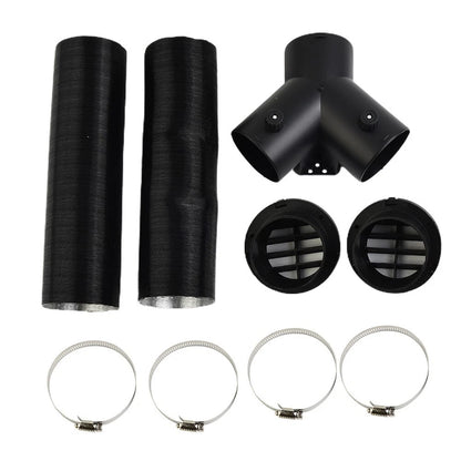 75mm Pipe Ducting Y Piece + Warm Air-Outlet Vent + Hose Clip for Diesel-Heater