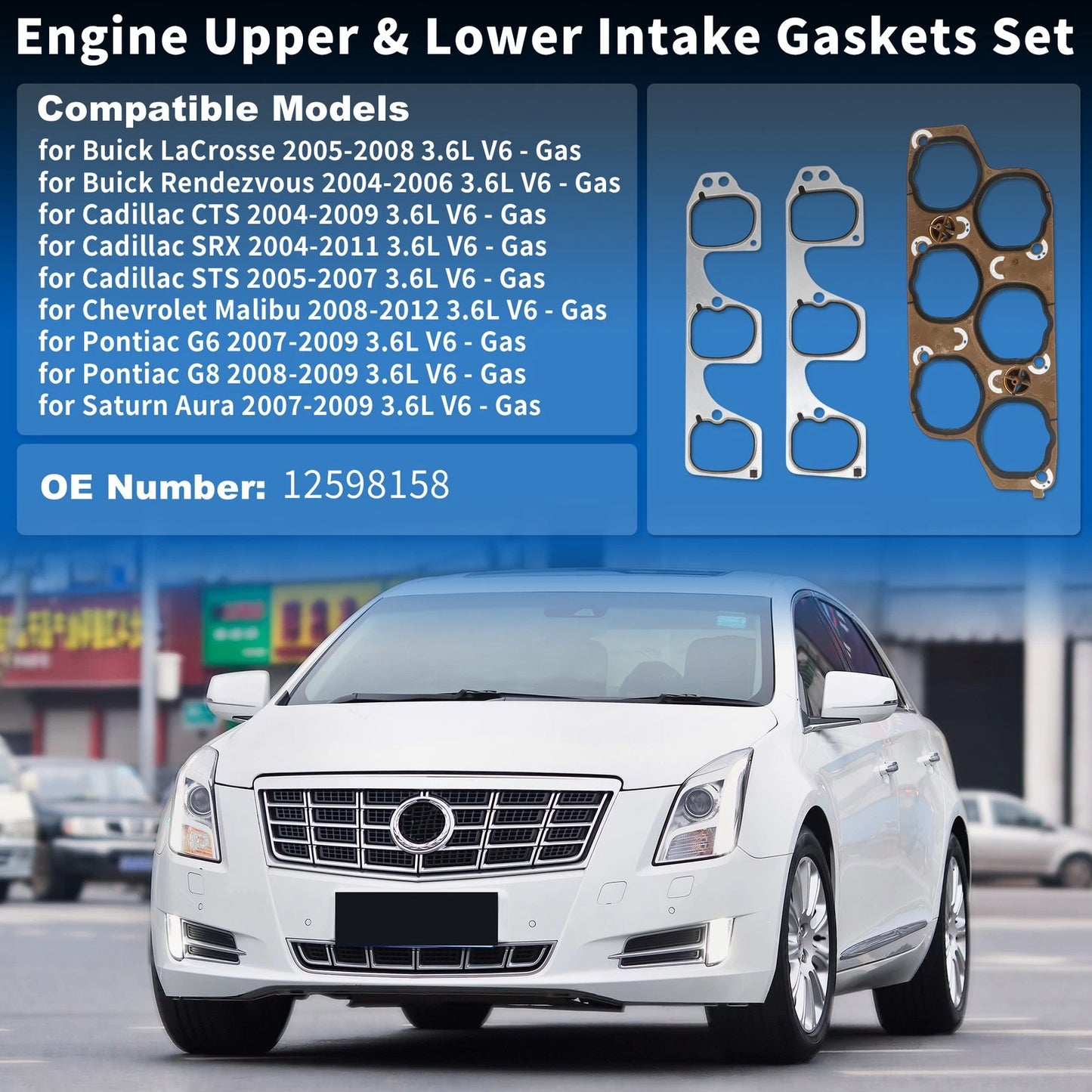 Upper & Lower Intake Gasket Set for Buick LaCrosse (2005–2008)