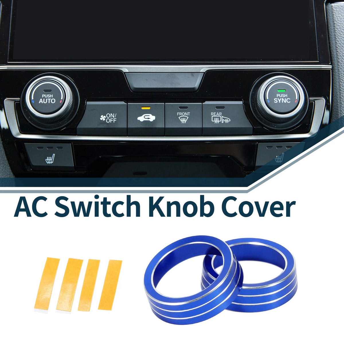 AC Climate Heater Switch Knob Cover  Blue for Honda Civic 10th Gen (16-20)