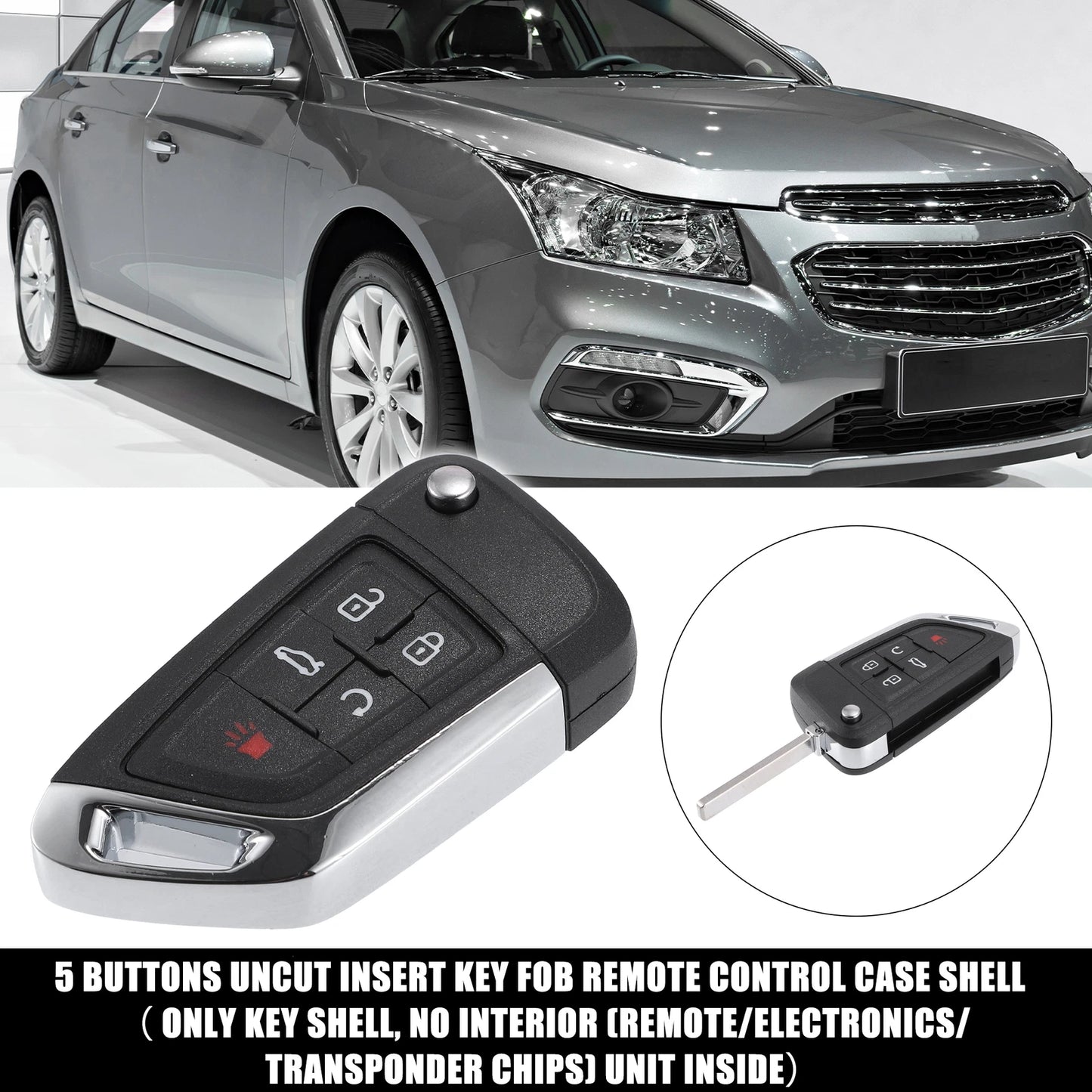 5 Button Key Fob Case Keyless Entry Remote Shell for Chevrolet