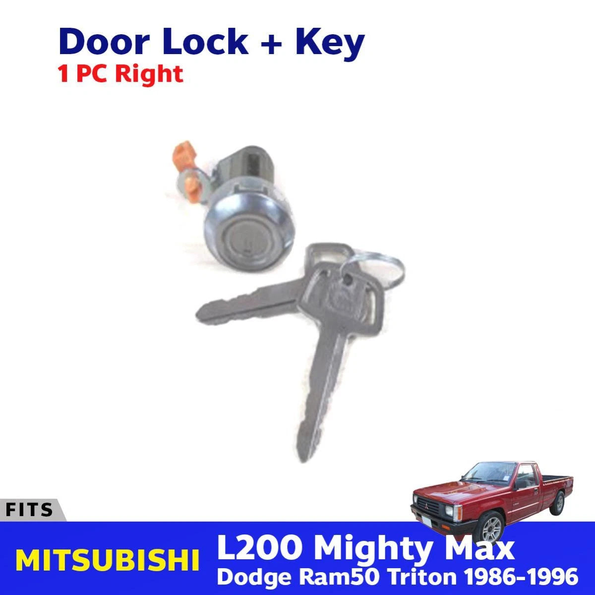 Door Lock Safety Key Set RH Fits Mitsubishi L200 Triton Pickup UTE 1986-96 D08