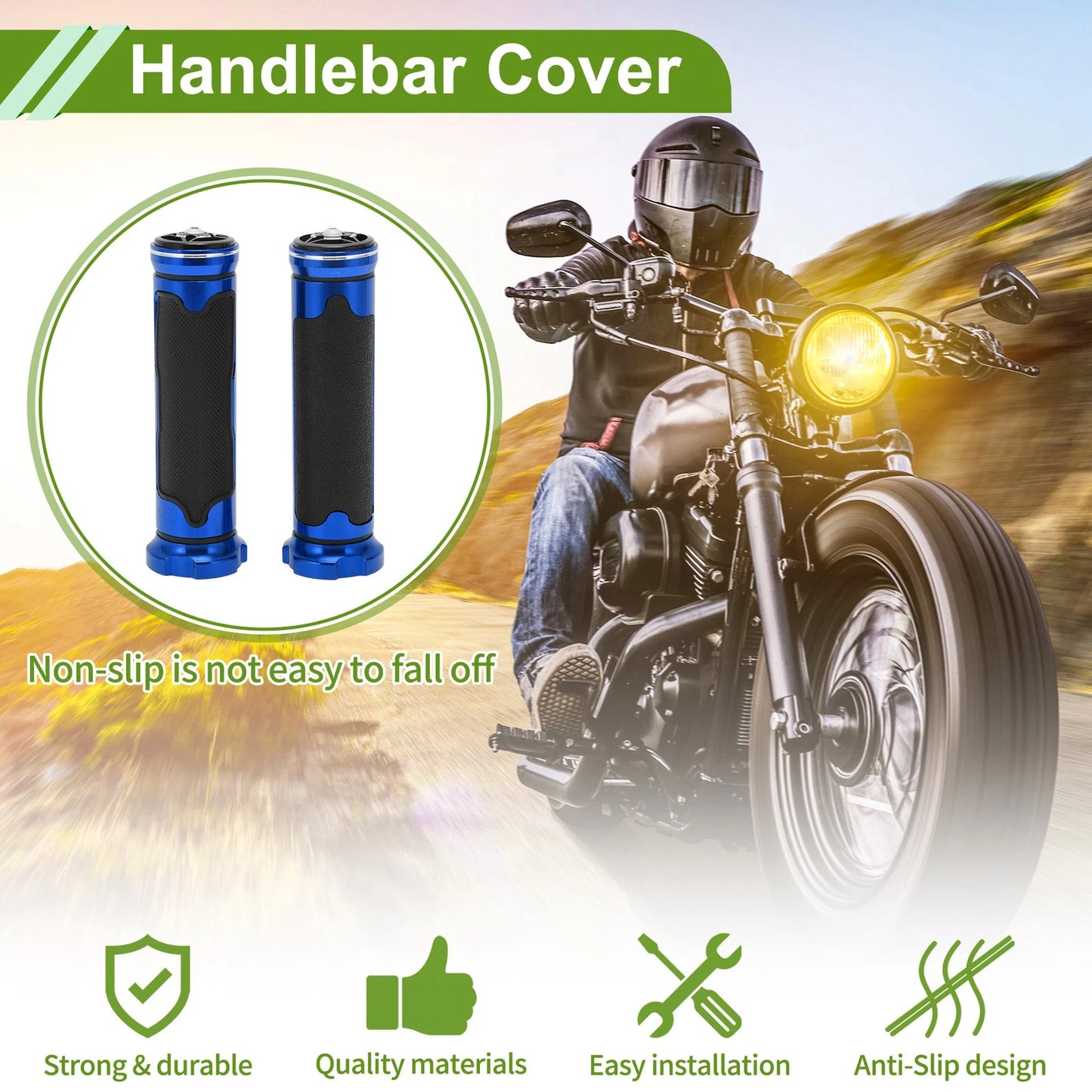 7/8" / 22mm / Hand Grips Cover for Motorcycle Rubber Blue