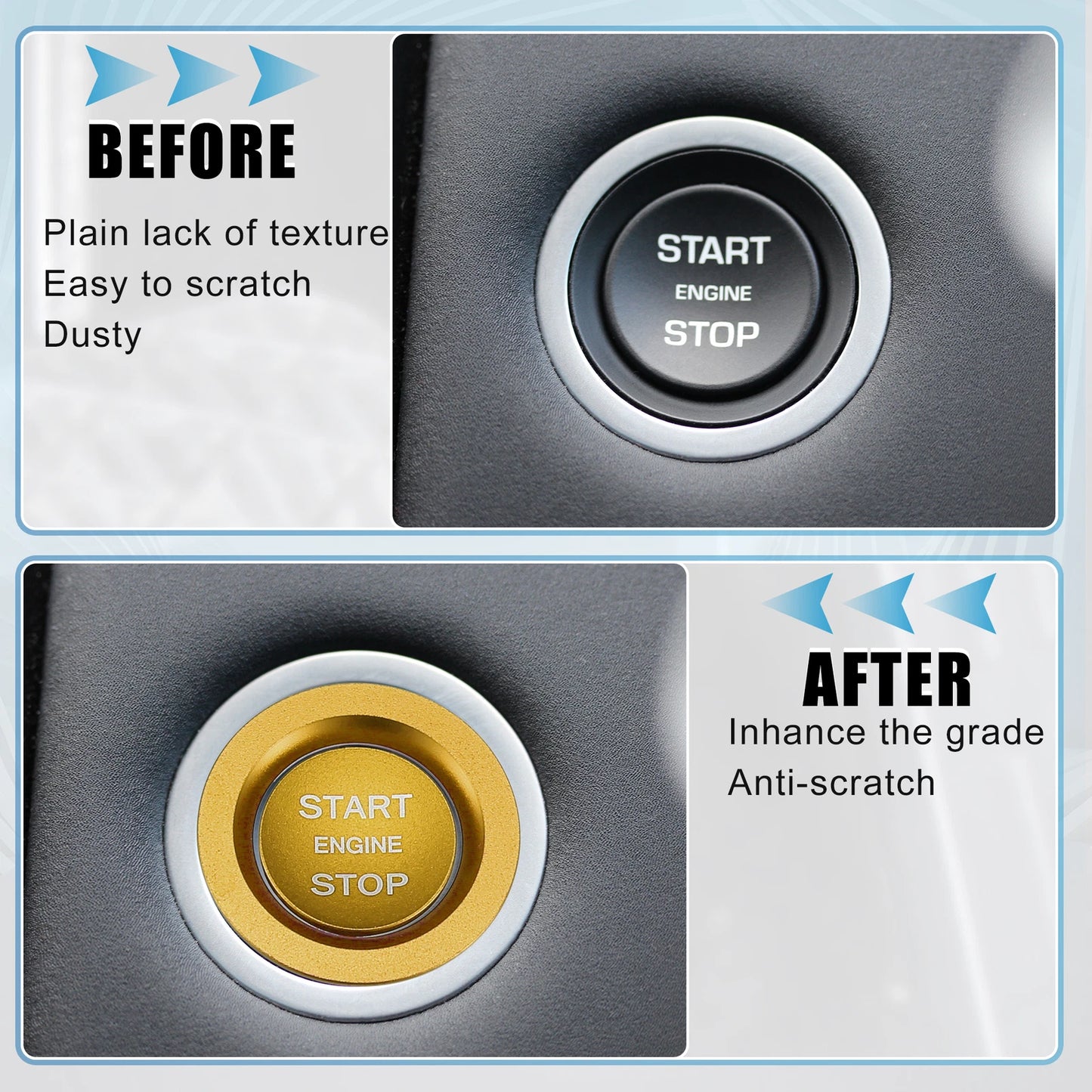 Gold Tone Start Stop Button Cover Kit for Land Rover Discovery, Range Rover