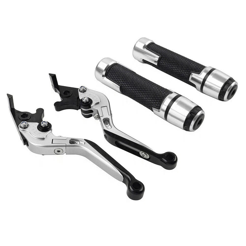 Silver Brake Clutch Lever Handlebar Grip Set for Yamaha MT-15, XSR155