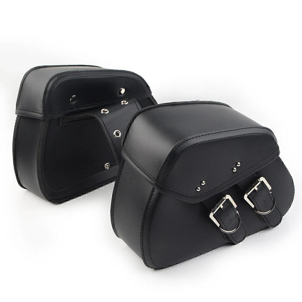 Black PU Leather Saddle Bags for Harley Sportster Dyna (2004-2023)