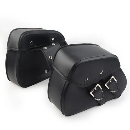 Black PU Leather Saddle Bags for Harley Sportster Dyna (2004-2023)