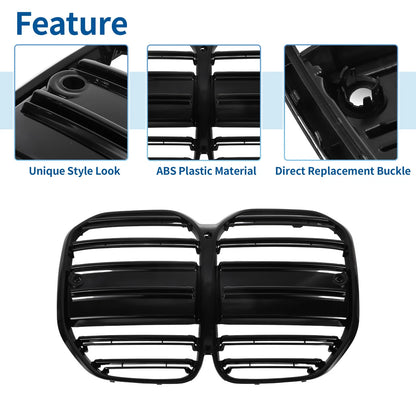 Front Upper Bumper Grille for BMW 4 Series G22 (2021-2023) Double Slat Black
