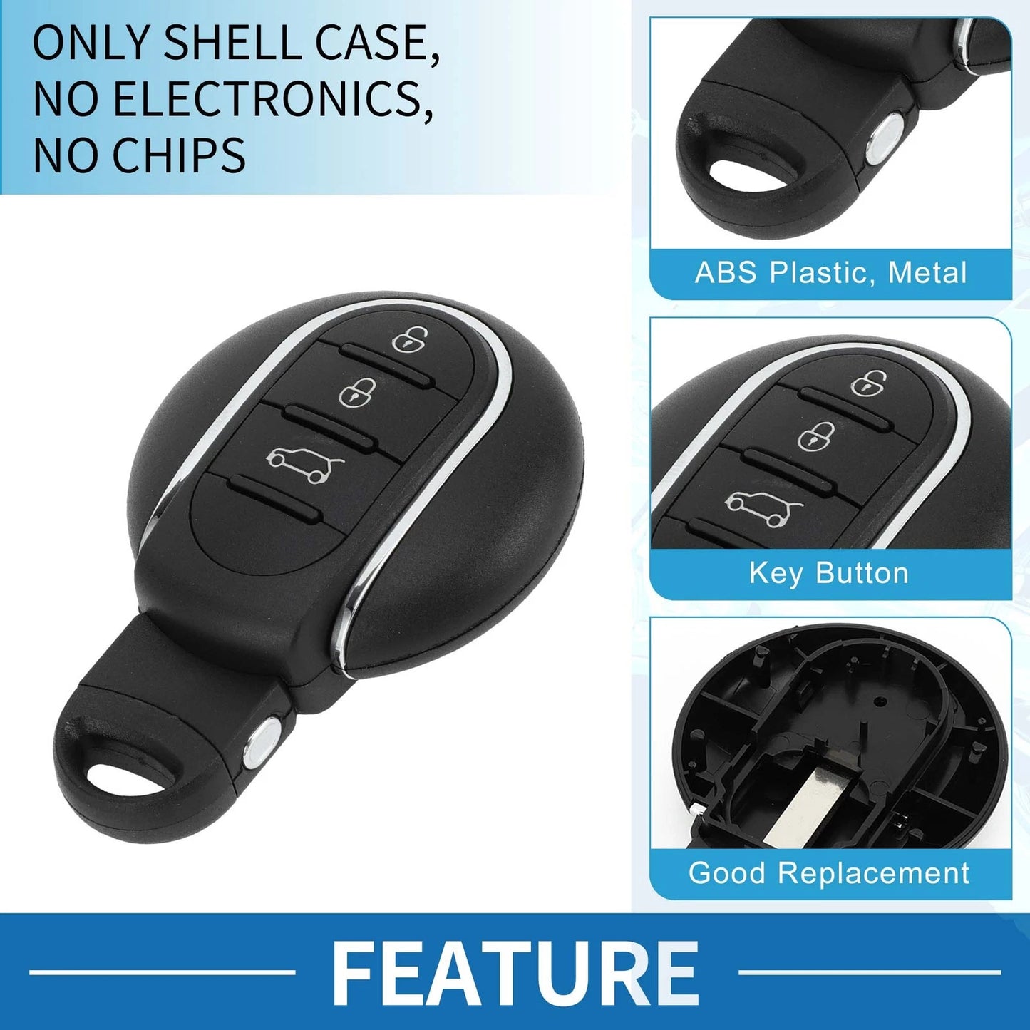 3 x Keyless Entry Remote Fob Shell Case for BMW Mini Cooper (2015-2017)