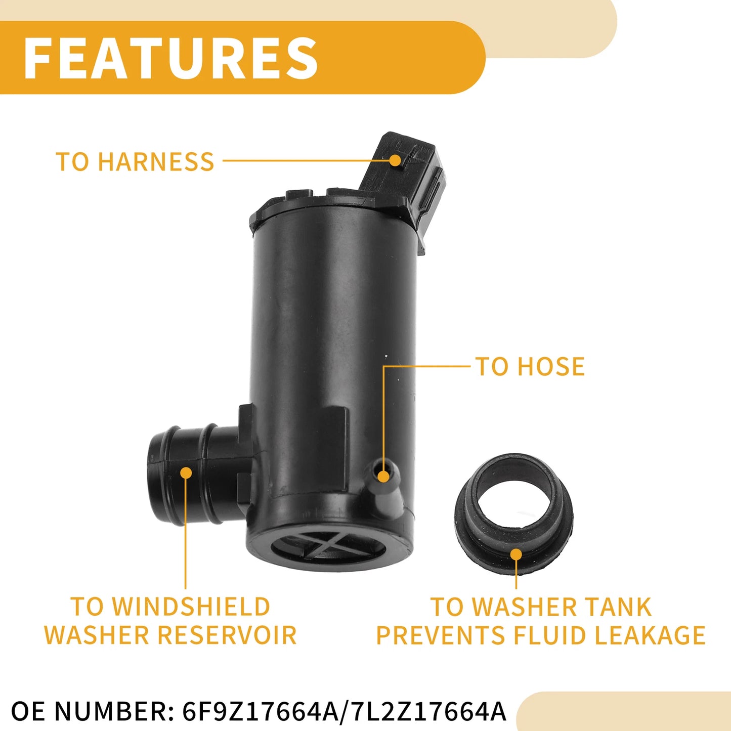 Windshield Washer Pump w/ Grommet for Ford F-150 (2004-2023)