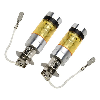 2 x Car Yellow H3 4300K 2000LM 12-24V LED Fog Light Taillight Bulb