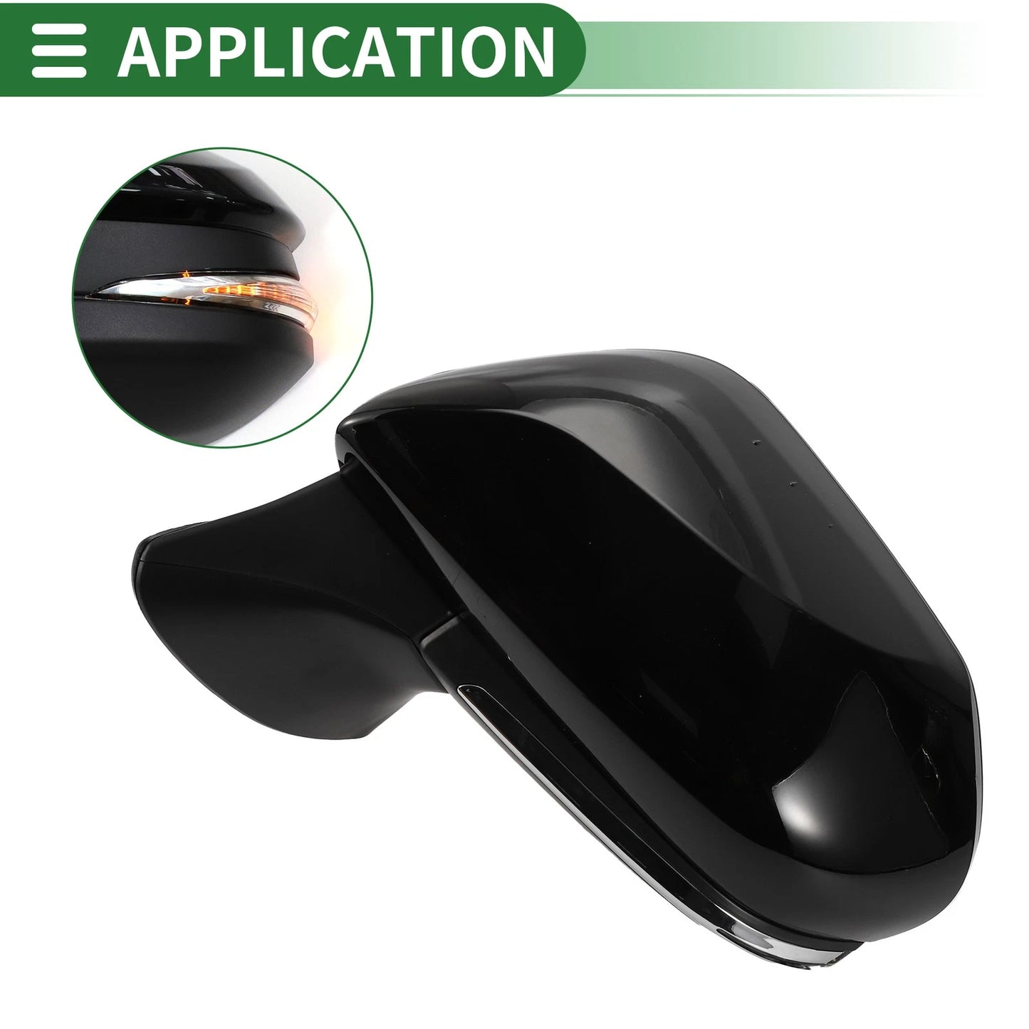 Left Side Door Mirror Replacement for Toyota Camry Manual Folding Gloss Black