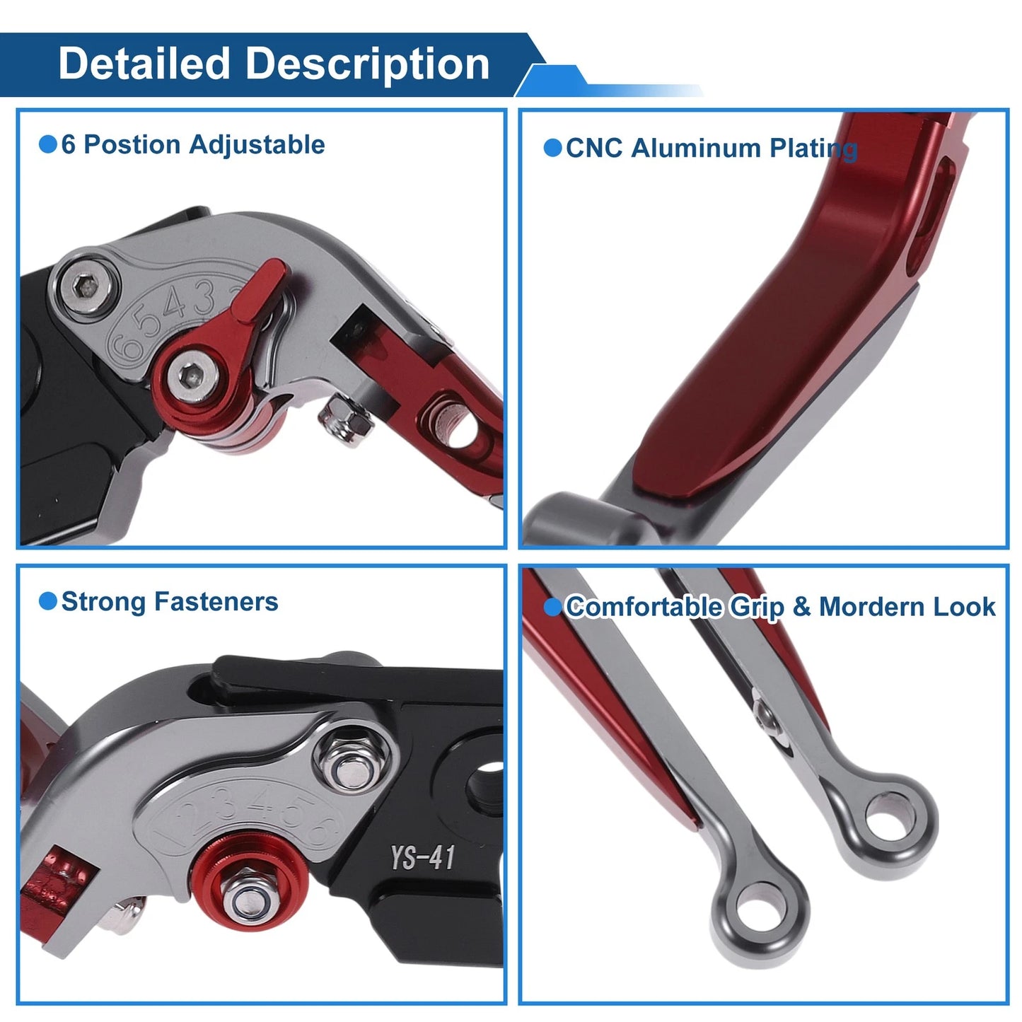 Adjustable Brake Clutch Levers for Suzuki GSXR150 (2017-2020) - Titanium Red