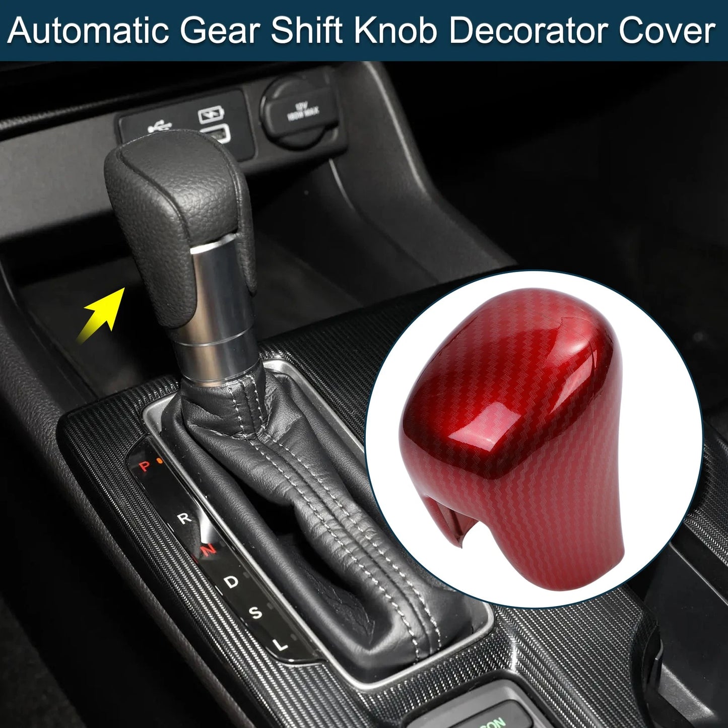 Carbon Fiber Red Gear Shift Knob Cover for Honda Civic (2022-2025)