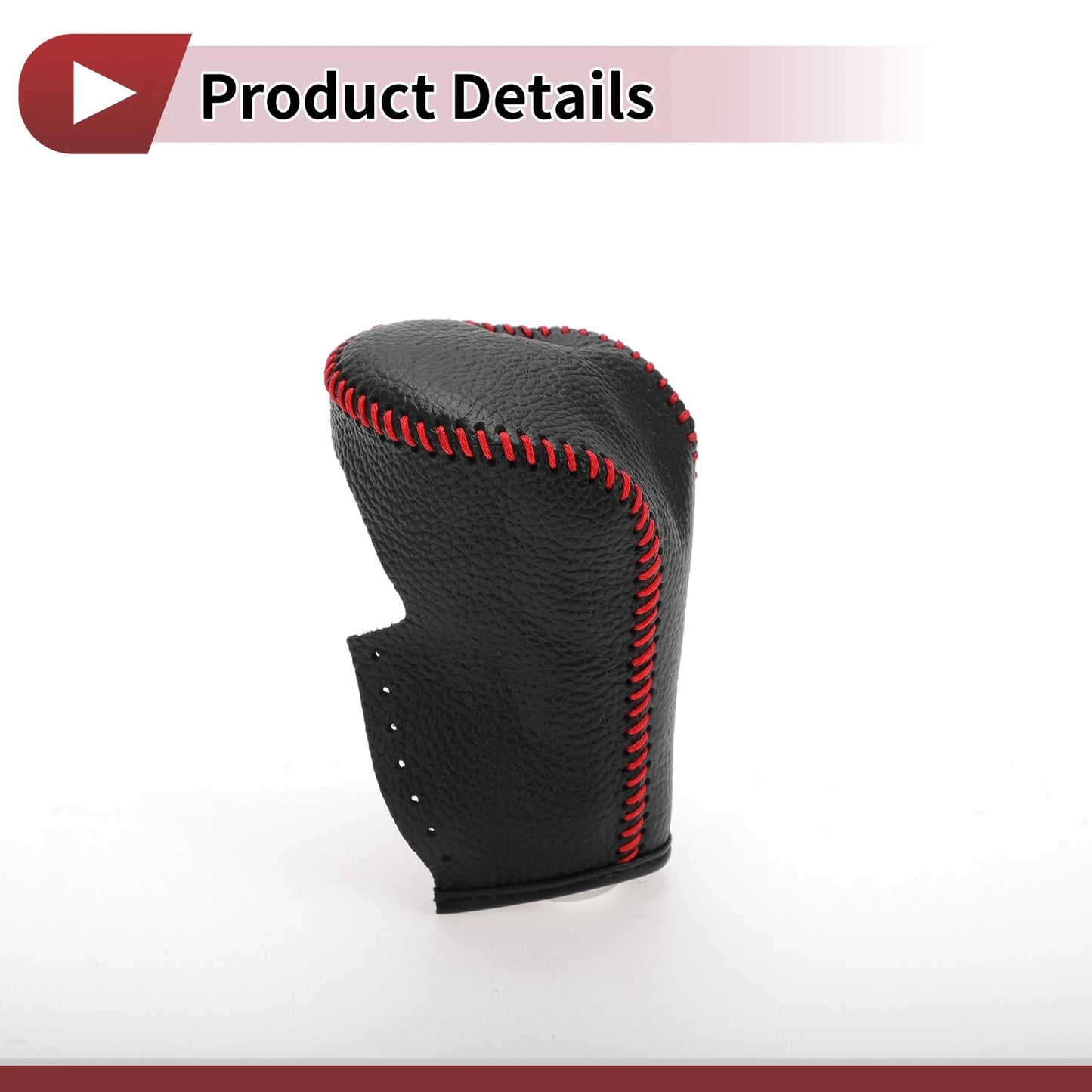 Gear Shift Knob Cover for Honda Accord (2008-2012) Pebbled Black Red Faux Leather