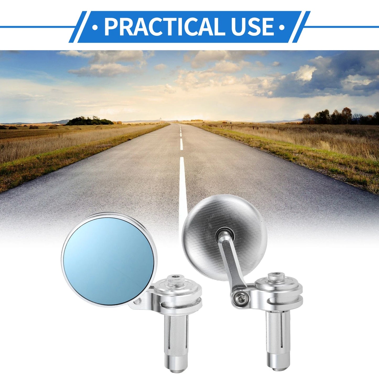 Rear View Mirrors Round Chrome Silver Tone Aluminum Alloy for M6