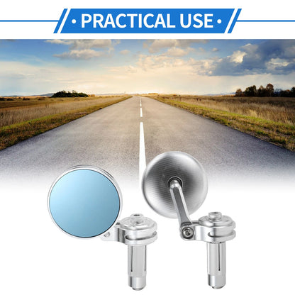 Rear View Mirrors Round Chrome Silver Tone Aluminum Alloy for M6