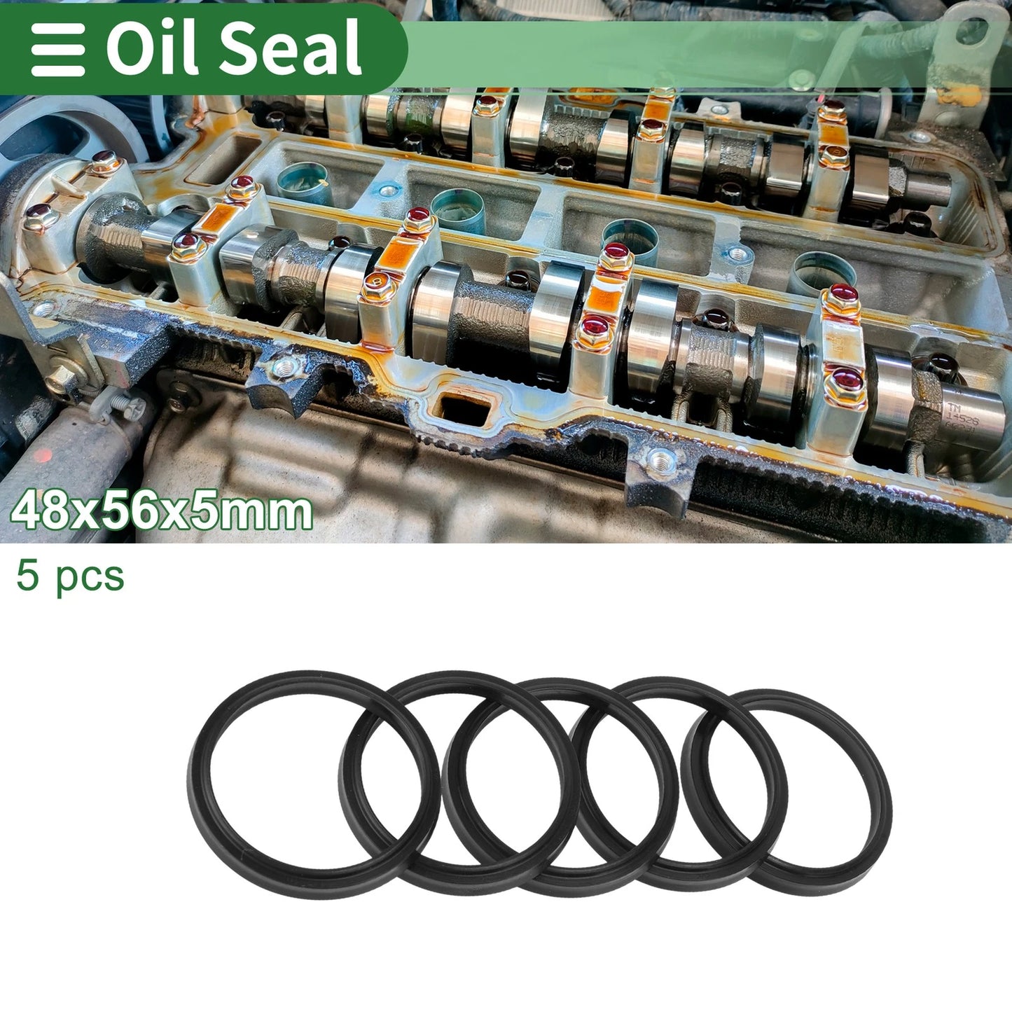 Oil Seal / 48x56x5mm / Rotary Shaft Seal NBR Rubber Black 5 pcs for MakeModel